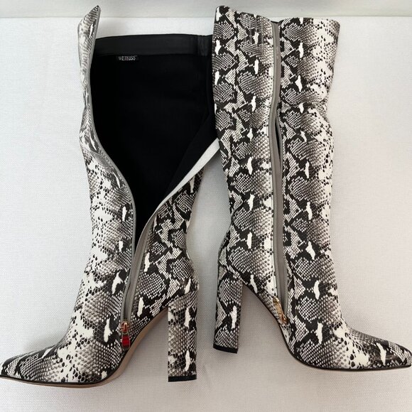 WetKiss PU Faux Snakeskin Pointed Toe Chunky Heel Side Zip Knee High Boot 9.5 - Picture 10 of 12